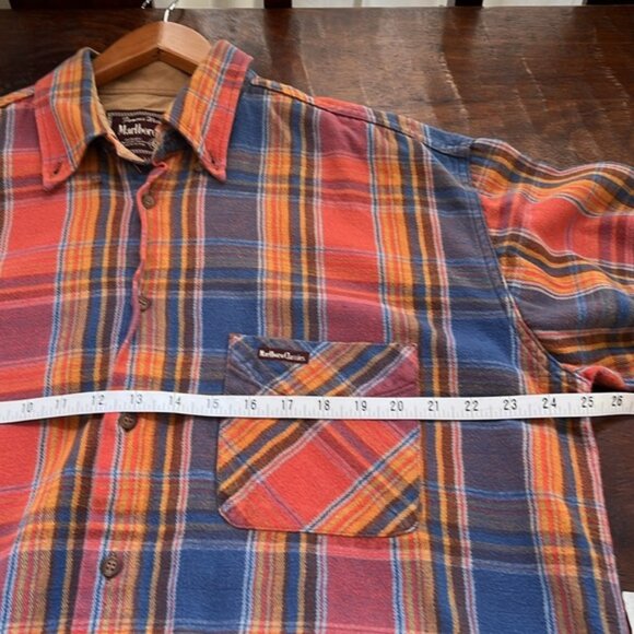 MARLBORO CLASSICS 90s Famous Western USA Flannel Plaid Button Down Shirt Large - Picture 5 of 11